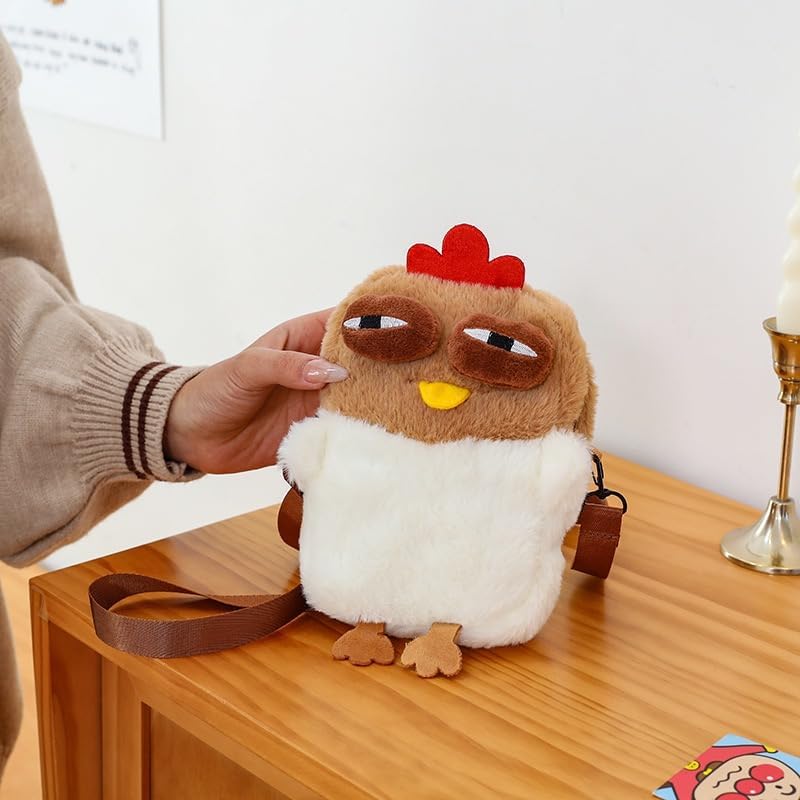 Ueeksry Cute Plush Chicken Purse Fluffy Hen Wallet Purse, Novelty Bag, Kawaii Stuffed Animals Shoulder Bag for Women - Image 1